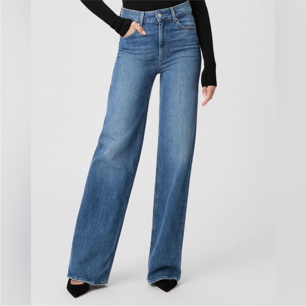 Sasha High Waist Wide Leg Jeans PAIGE Waist 31 Stefania Distressed
